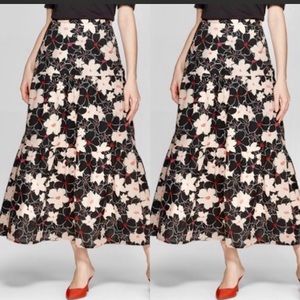 Who What Wear Midrise tiered A line maxi skirt